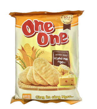 Rice crakers with cheese and corn flavour 118g ONE ONE
