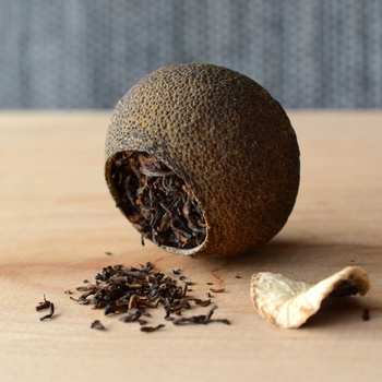 Pu-Erh Tea leaves in Tangerine Peel, Xiao Qing Gan 1 pc.