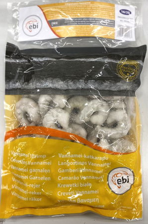 Frozen Vannamei shrimps peeled 16/20 750g EBI