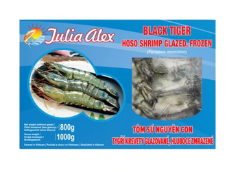 Frozen Black Tiger Shrimp Whole 16/20 800g JULIA ALEX