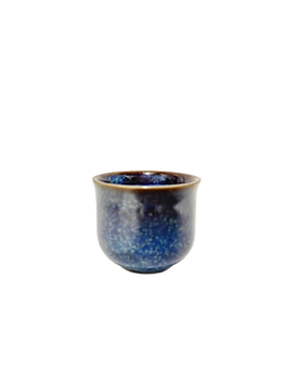 Ceramic Cup for Sake Blue-Brown o-choko 1 pc.