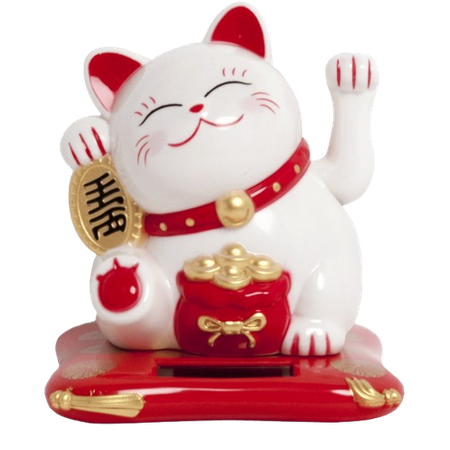 Maneki Neko Kotek szczęścia solarny, biała 10,5 cm 