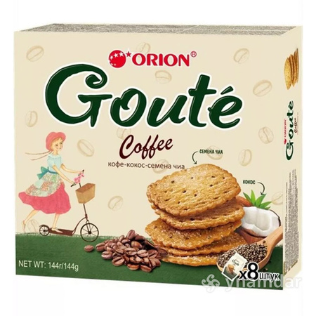 ORION GOUTÉ Sweet Crispy Crackers Coffee Flavours with Coconut and Chia Seeds (10x14g) 144g