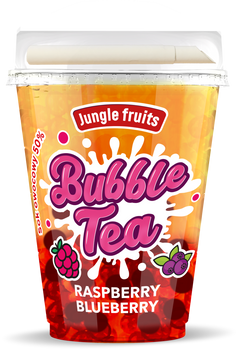 Bubble Tea with Popping Boba Blueberry and Raspberry Flavour 390ml JUNGLE FRUITS