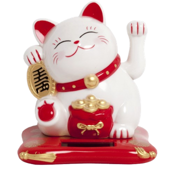 Maneki Neko Kotek szczęścia solarny, biała 10,5 cm