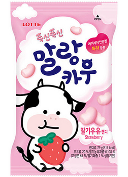 Cukierki Malang Cow Miękkie Mleczne o smaku Truskawkowym 79g LOTTE