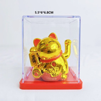 Maneki Neko Kotek szczęścia solarny, zielono-złoty 6,5 cm 
